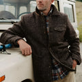 Brown casual fashion polo collar woolen jacket for men long sleeve polyester fibre