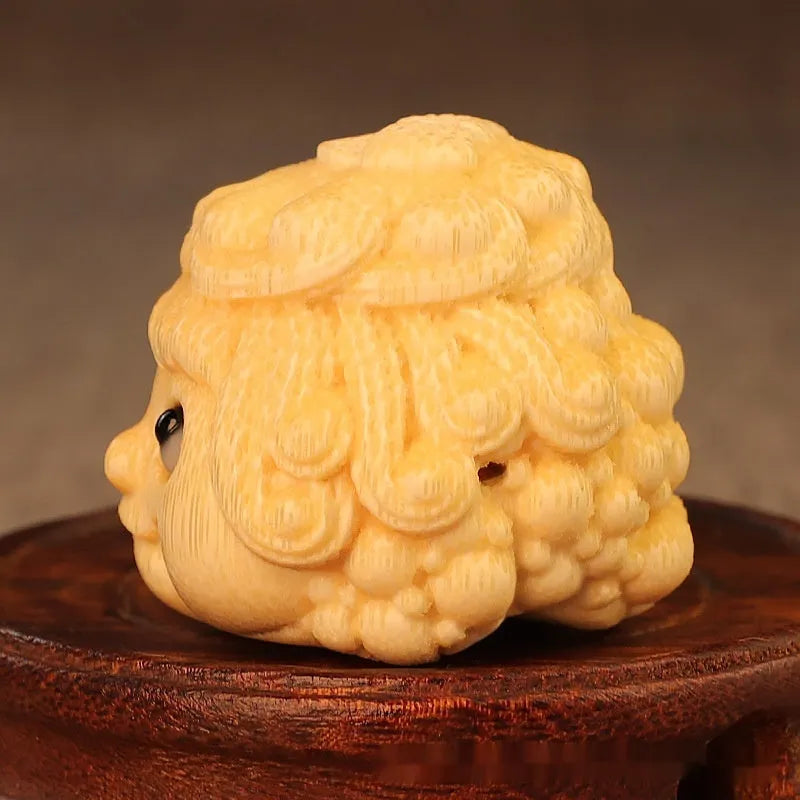 Golden Toad Princess ornament carved from solid bamboo, cute style decorative figurine