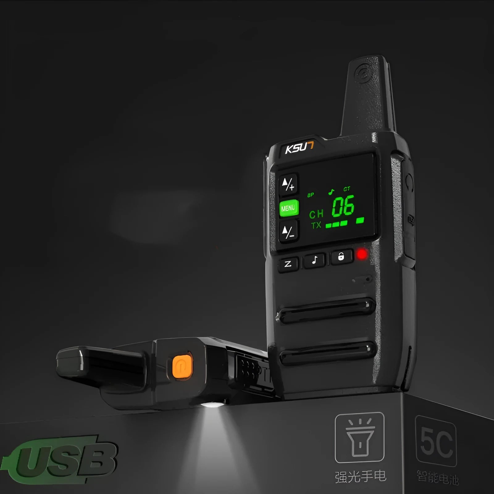 KSU7 walkie-talkie with 5W output and lithium battery