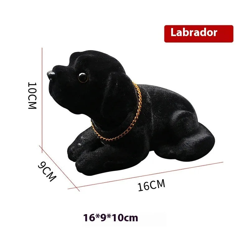 Resin head-shaking dog car decoration in Labrador colour, modern style, on a car dashboard