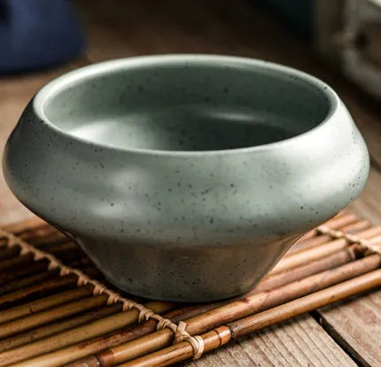 Ceramic Japanese soup bowl in tall design with underglaze pattern