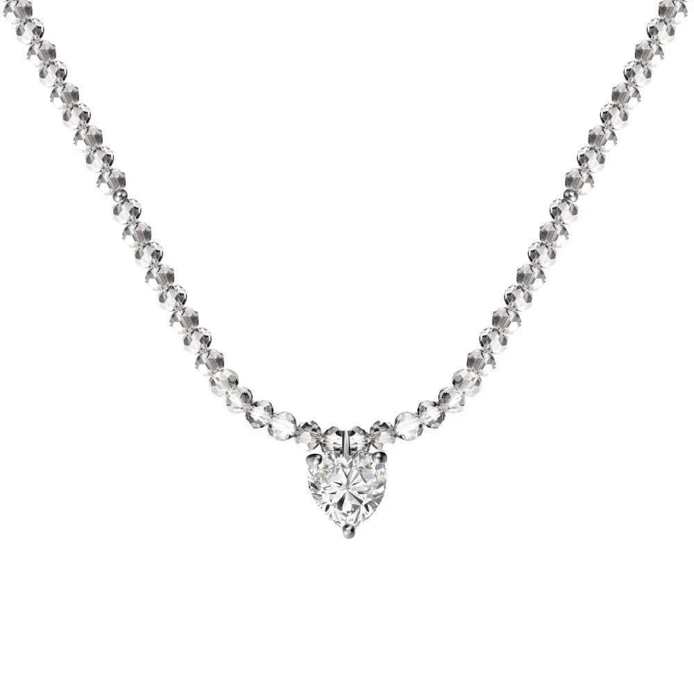 925 sterling silver heart necklace for women platinum black pendant