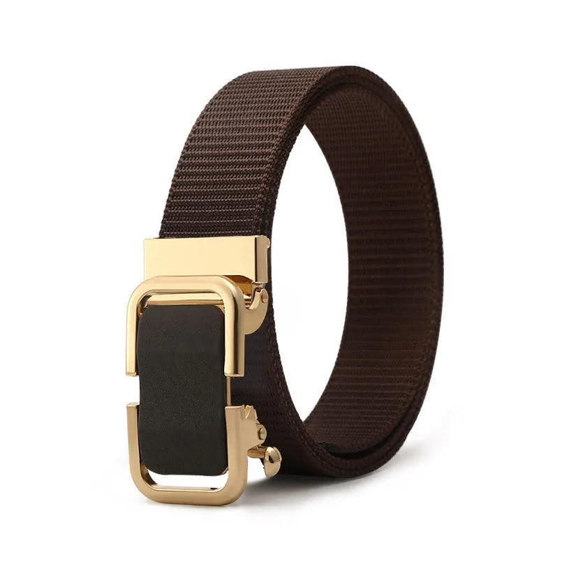 Men's nylon canvas belt with toothless alloy buckle in 120cm length