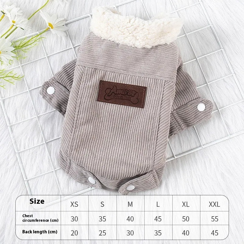 Grey fleece lined lambswool dog vest with wool lining for winter warmth