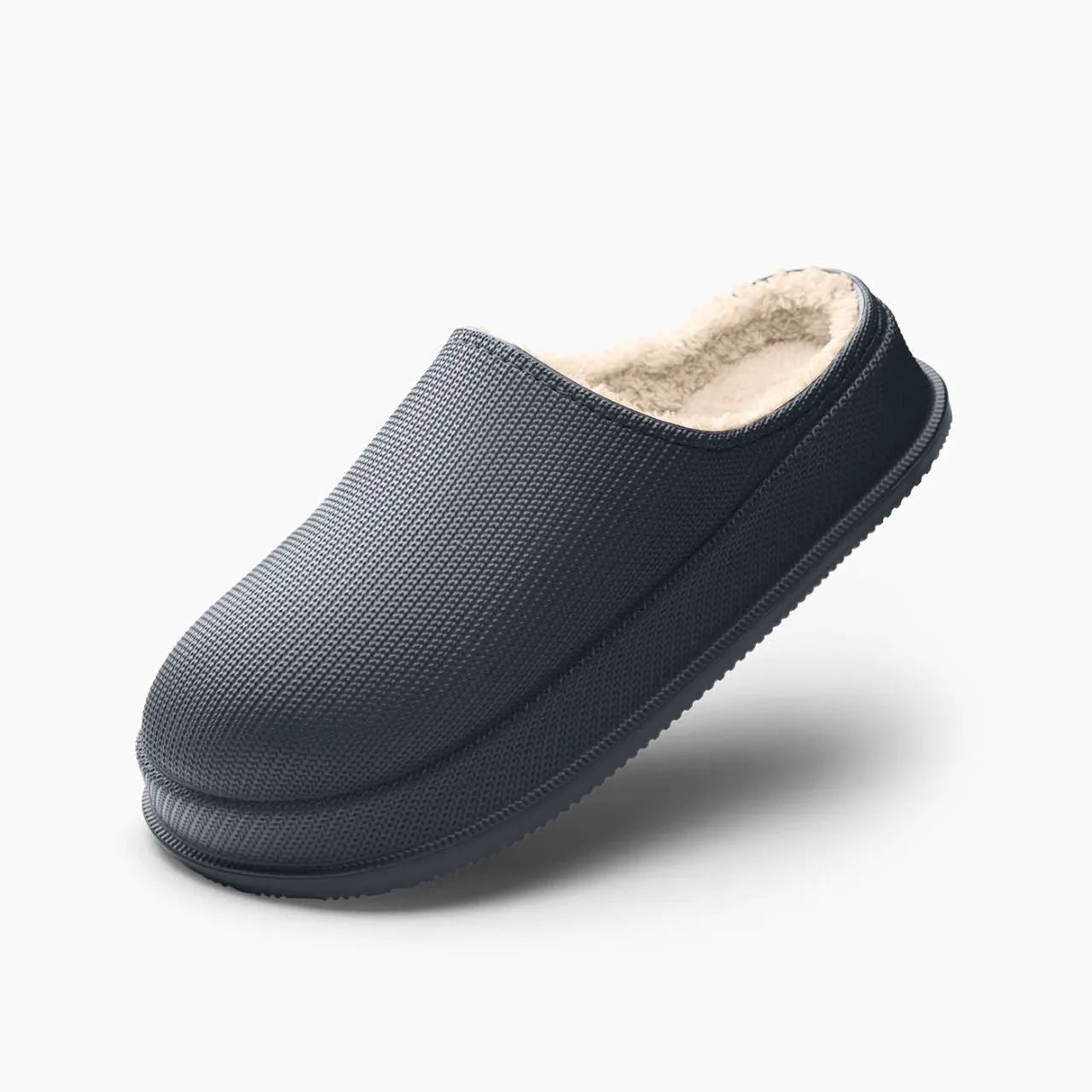Warm cotton slippers with waterproof EVA sole in caramel colour, flat heel, available in large sizes for men and women