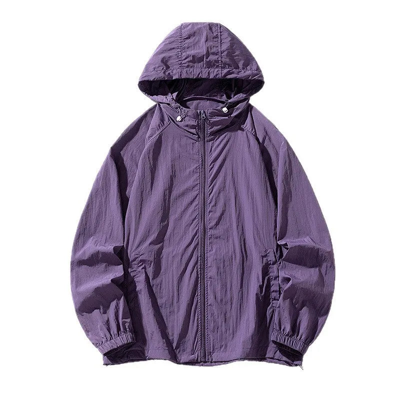 Loose-fit outdoor sports coat jacket in chemical fibre blend fabric available in multiple colours