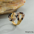 Women's adjustable stainless steel ring with geometry heart and star shapes featuring leopard print design