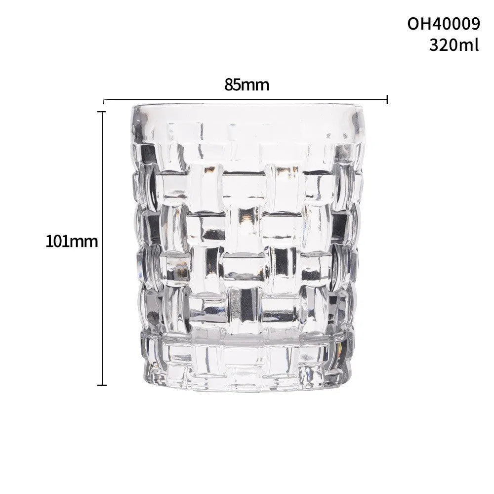 Thick bottom whiskey shot glass in glass construction with 301-400ml capacity showing colour options