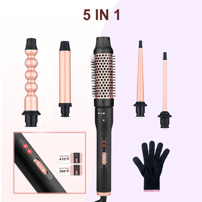 Three-tube water wave hair curler with three heated barrels for curly and straight hairstyling
