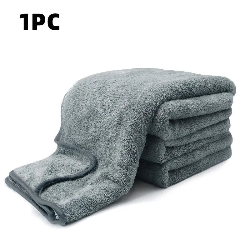 Microfiber car wash towel shown in three size options for vehicle cleaning