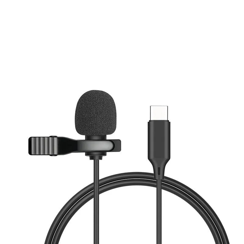 Wired lavalier microphone with clip and in-ear headphones for iPhone recording