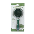 Pet hair removal comb with self-cleaning slicker brush and double-sided massage surface, 210mm, green colour