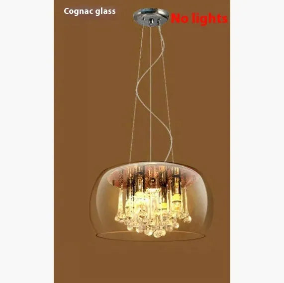Modern minimalist LED chandelier with smoky gray glass cover, 400mm size, for living room