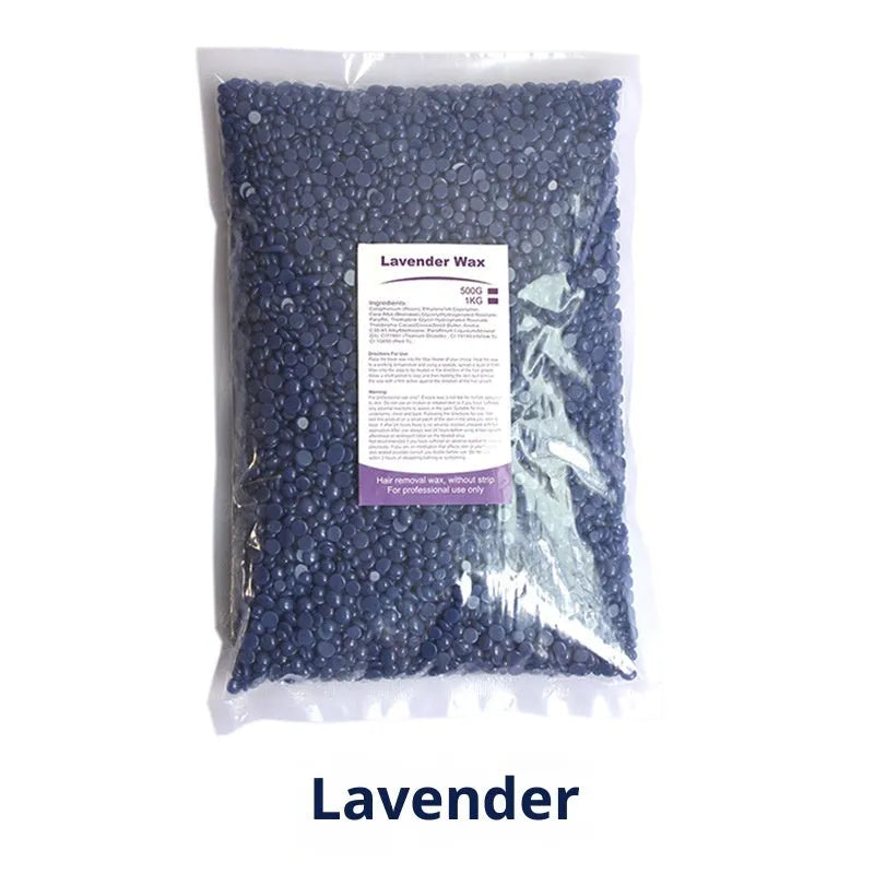 500g solid hard wax granules in a box for paper-free full body hair removal, available in multiple colours