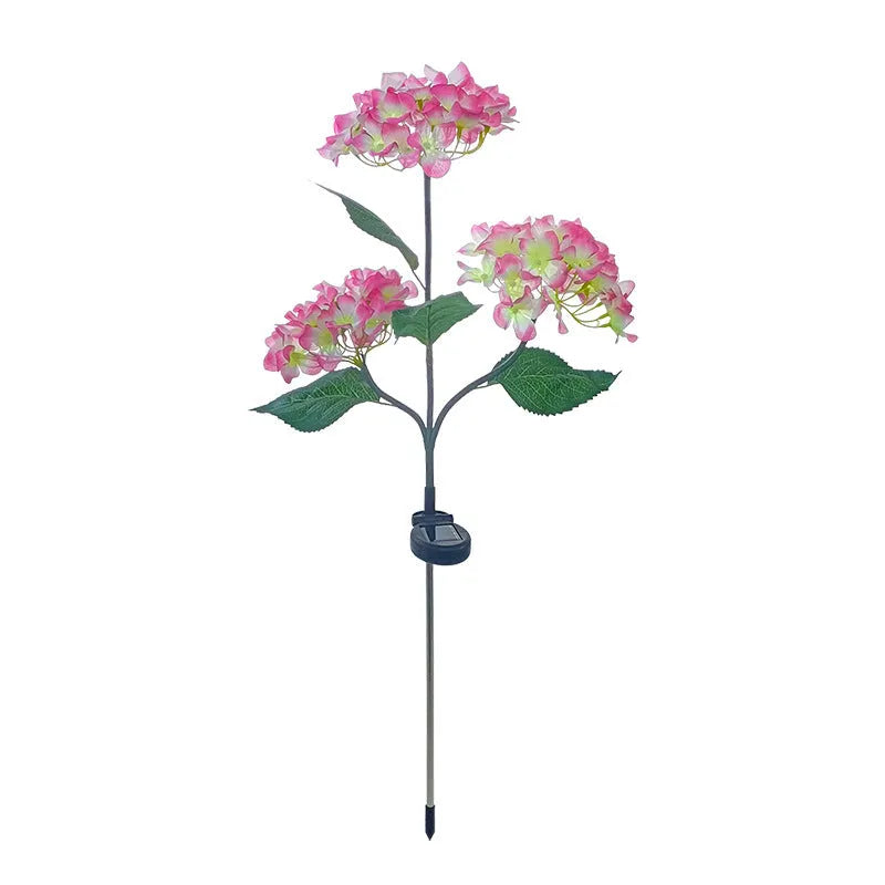 LED simulation festive lantern with hydrangea flower shape in blue, outdoor courtyard decoration with raw silk and PVC construction