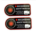 Tesla Sentry Mode warning sticker measuring 11x5 cm with electrostatic backing for window application