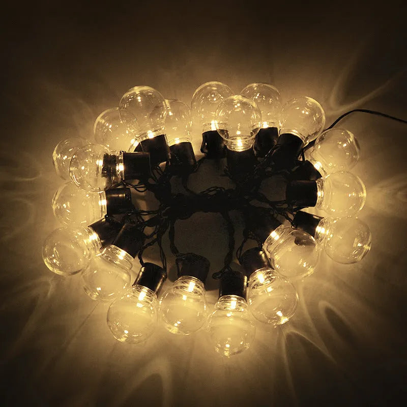 10 metre solar-powered decorative string lights with 40 LED bulbs for outdoor festival and garden use