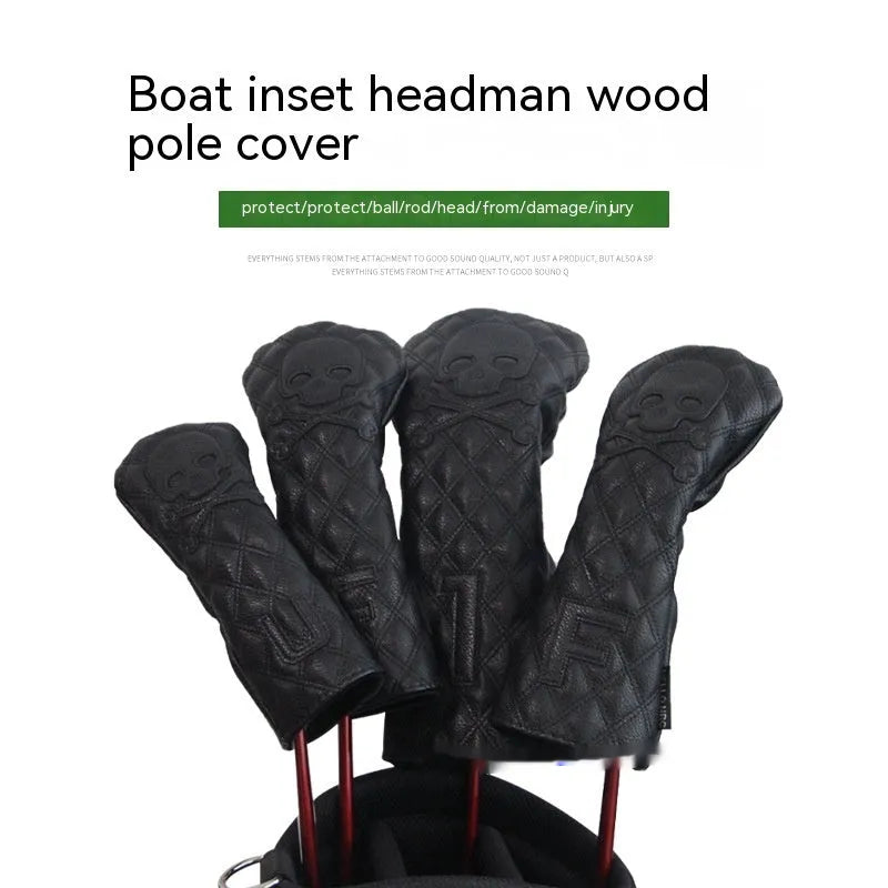 Black and white waterproof PU protective cover for golf wooden poles and clubs.