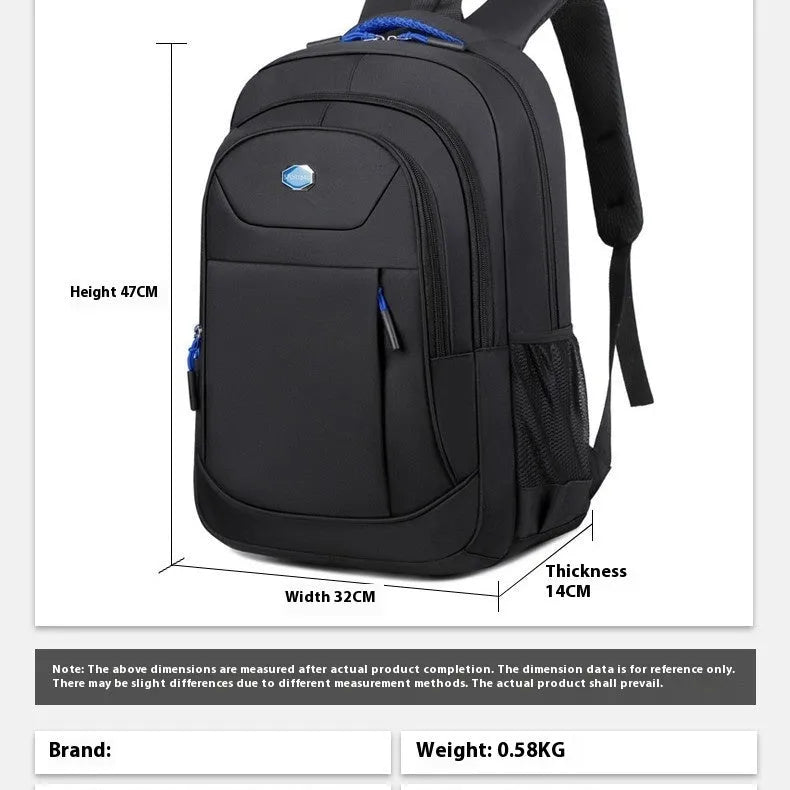 Oxford cloth business backpack with curved shoulder straps in black, blue, green, or red colour options