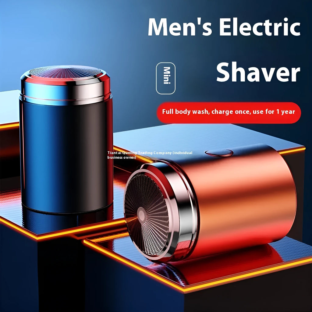 Mini fully washable portable men's electric shaver with stainless steel blade and brushless motor in elegant gold