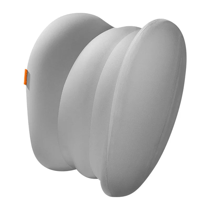Grey and orange car seat head pillow and lumbar pillow set with space memory cotton interior