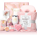 Aromatherapy gift set with candle, soap, and bath products inside a modern plastic storage box.