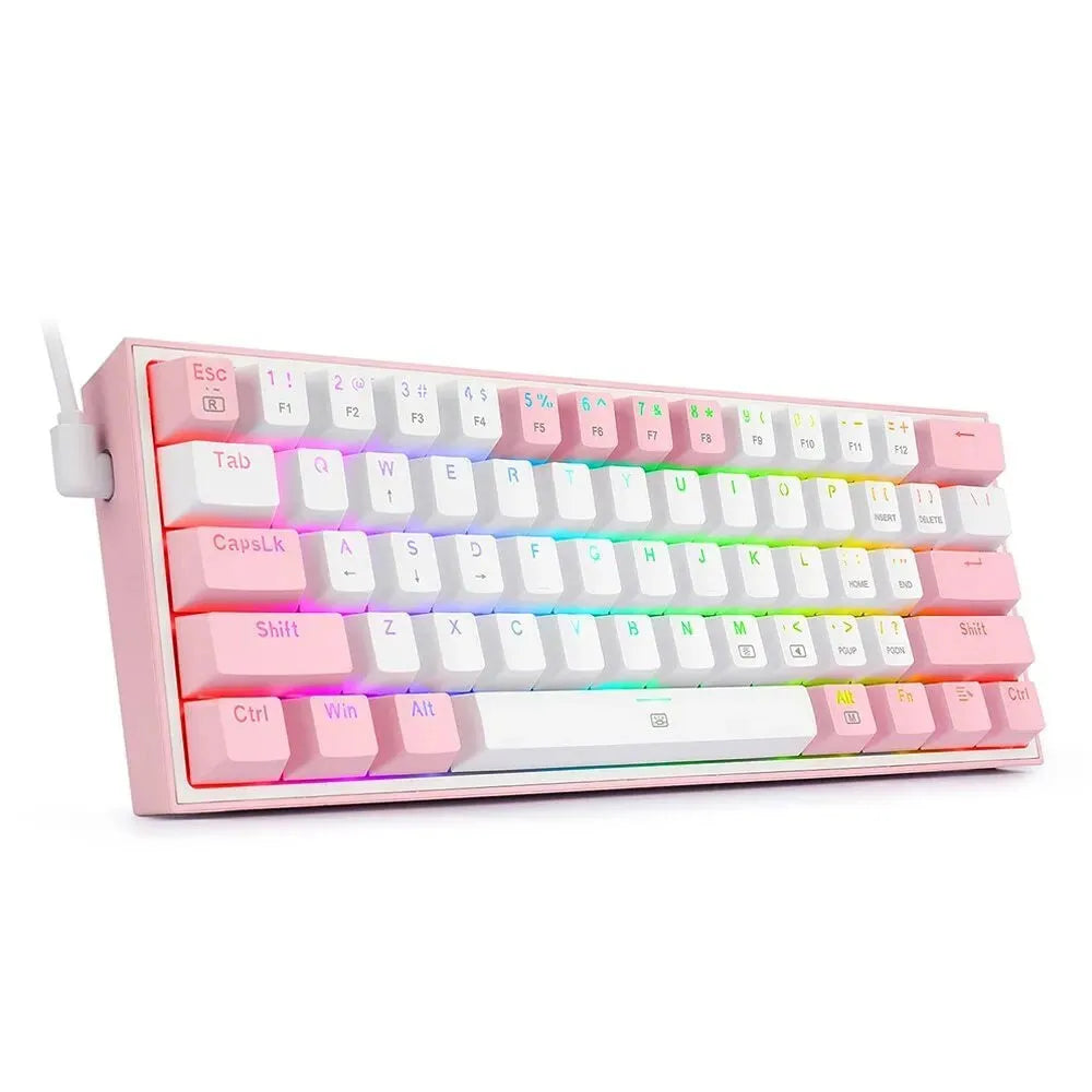 K617 wired mechanical keyboard with RGB lighting in white pink colour option