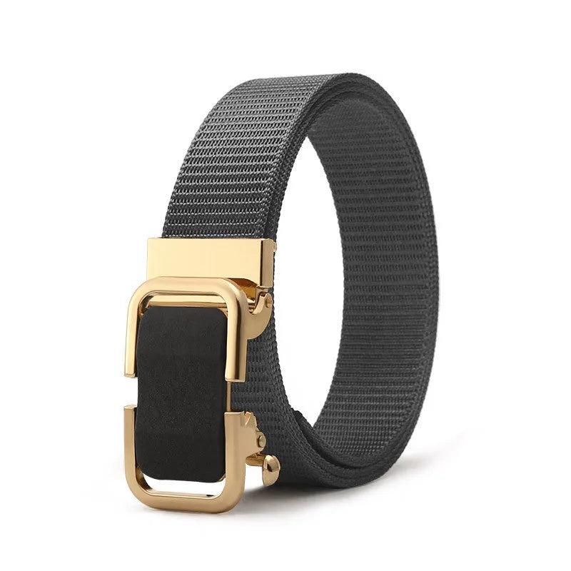 Men's nylon canvas belt with toothless alloy buckle in 120cm length