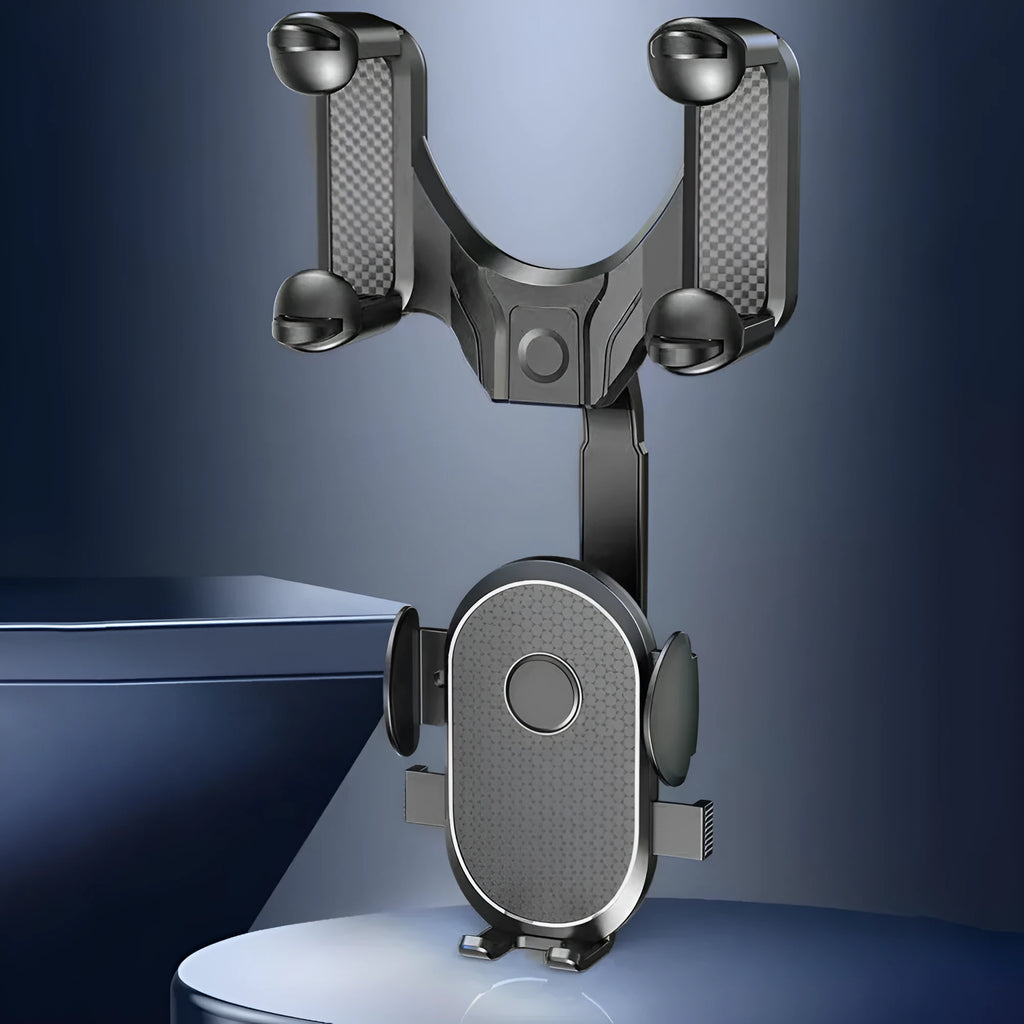 Car mobile phone holder in bright black made of ABS and nano PU for 4.5 to 7 inch phones