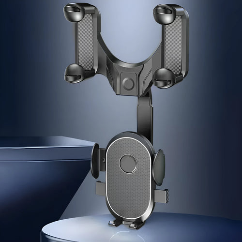 Car mobile phone holder in bright black made of ABS and nano PU for 4.5 to 7 inch phones