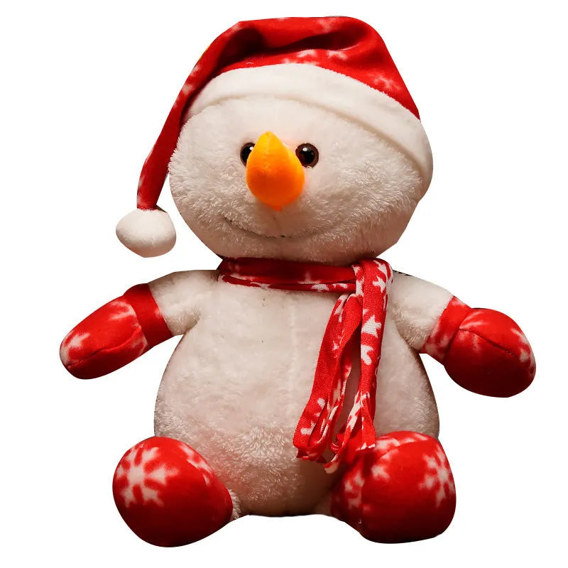 Super soft short plush snowman ragdoll elk doll with cartoon deer horns