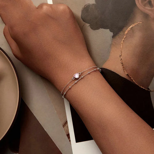Women's sweet style 925 sterling silver bracelet with a 6mm heart pendant on an adjustable chain.