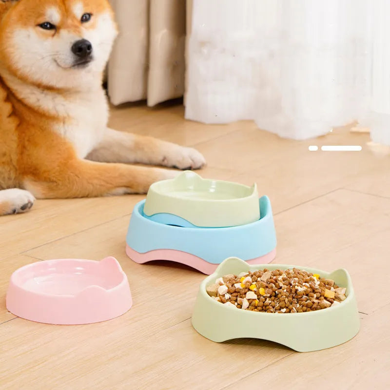 Ceramic dog slow feeder bowl in blue, green, or pink with puzzle maze design for large or small dogs