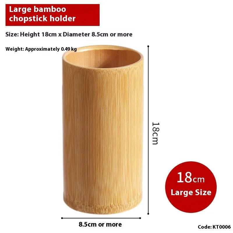 Natural bamboo chopstick holder with creative bevel design for kitchen utensil organisation