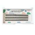Black V-shaped fairy fishtail false eyelashes with thick segments, shown in graded lengths from 8mm to 12mm