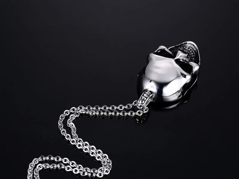 Unisex electroplated alloy skull pendant necklace with chain and leather rope options