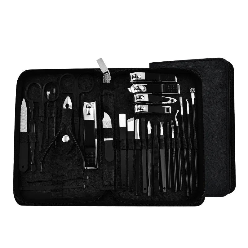 30-piece stainless steel nail clipper tool set in Rose Gold colour with pliers and assorted grooming tools