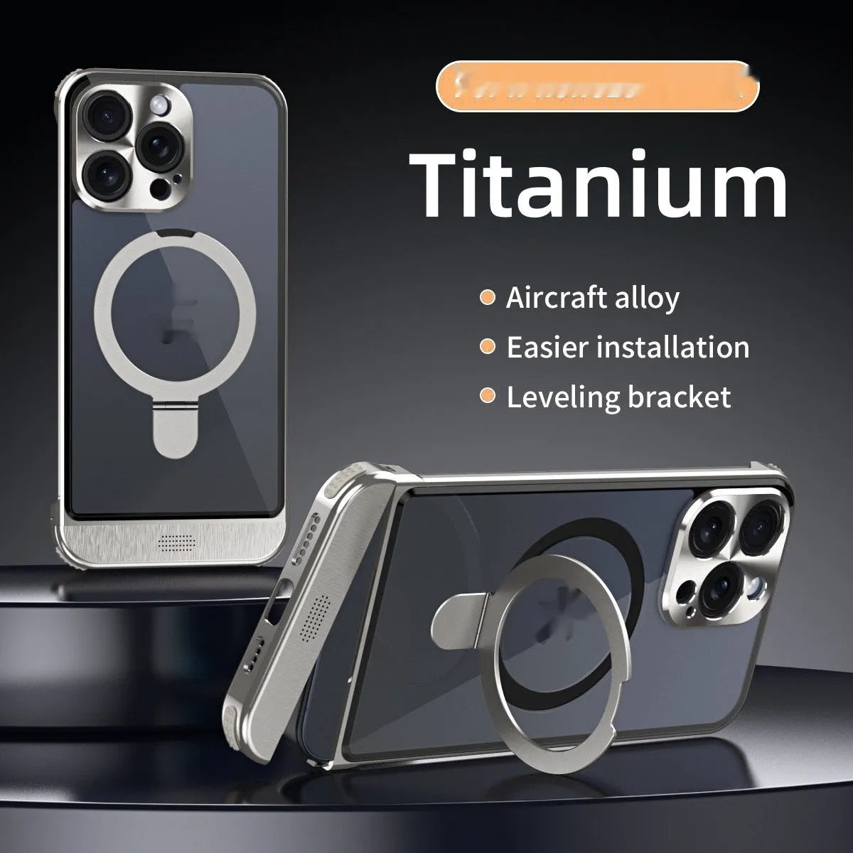 Apple phone case half pack with aluminium alloy frame and magnetic bracket, black colour option, for iPhone 15 Pro