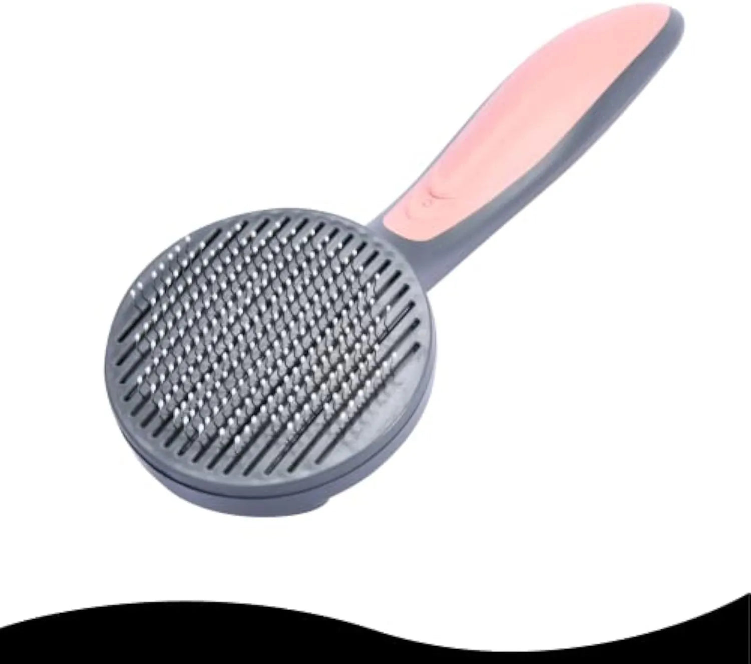 Black Rhino grey self-cleaning slicker brush for grooming cats and dogs with one-click button.