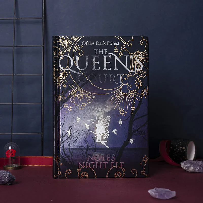 A5 luminous hardcover notebook with night elves design and full-colour illustrated pages