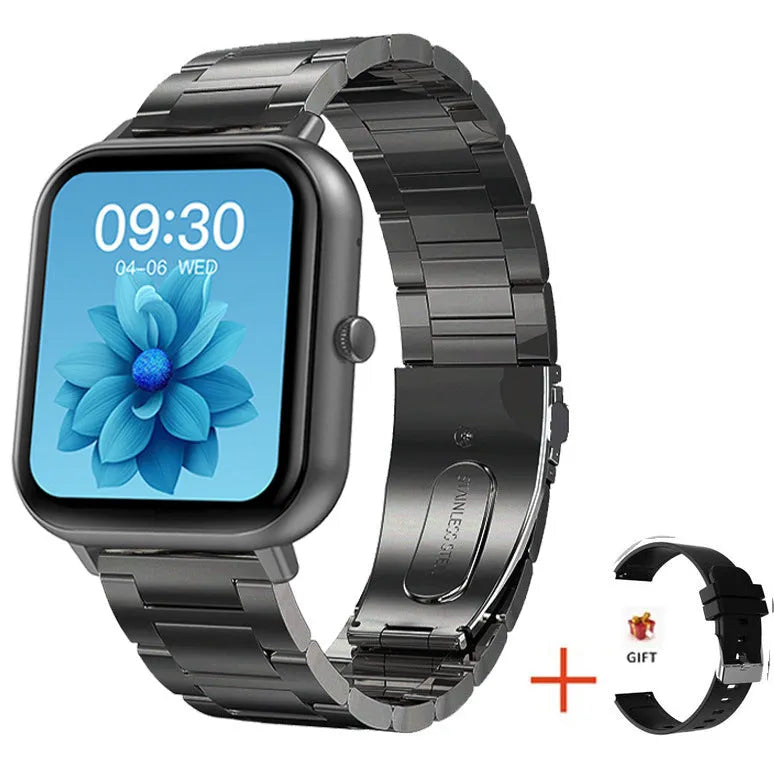 ZL54C smart watch in black, pink, or silver with AMOLED screen displaying health metrics.