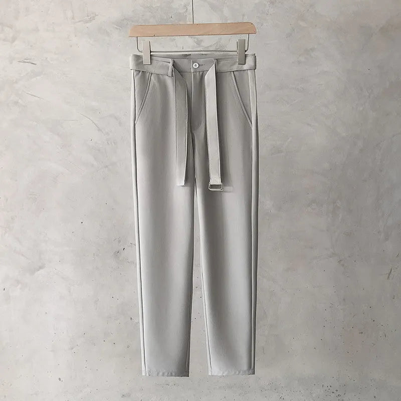 Boys slim straight trousers in wool blend fabric with tapered design and straight leg opening