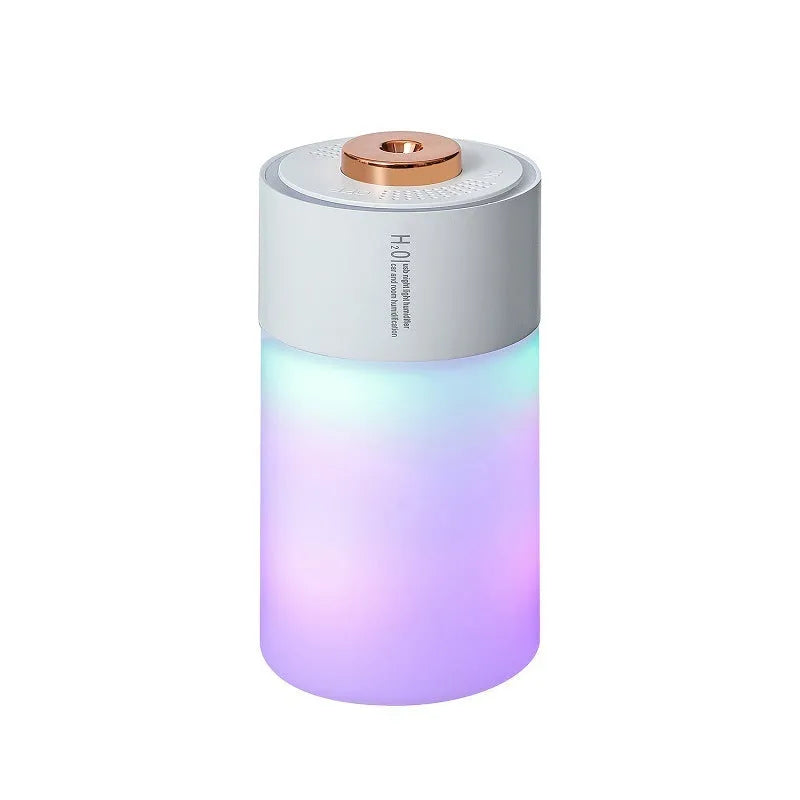 Homehold colourful plastic humidifier column shape 7.5x7.5x14.8cm USB charging low noise white or pink