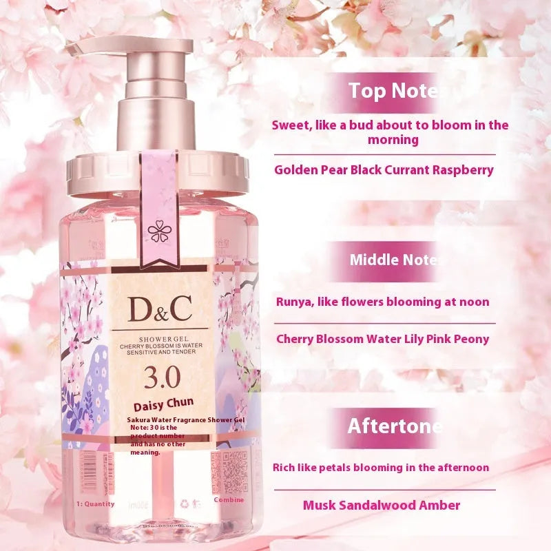 Sakura shampoo, conditioner, and shower gel set in 500ml bottle for deep cleaning and frizz control.
