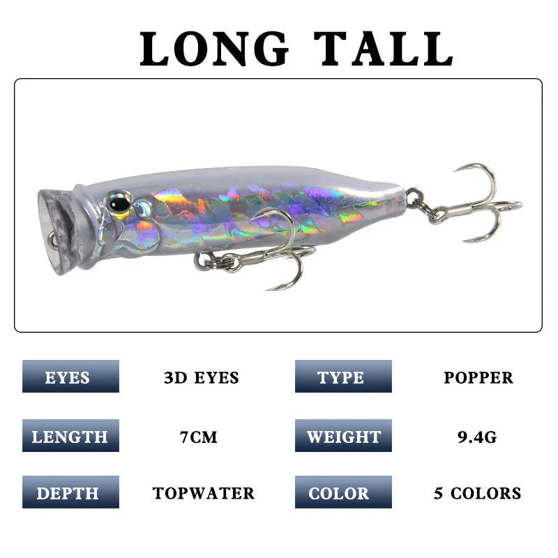 Floating simulation fake bait freshwater fishing lure in multiple colours on surface