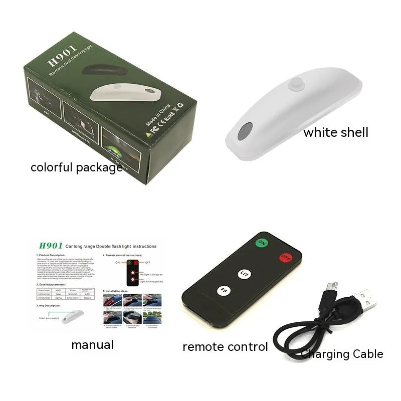 Remote control car anti-collision strobe warning light with ABS plastic housing