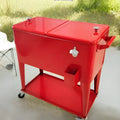 Red insulated outdoor trolley with wheels and 750ml capacity for picnics