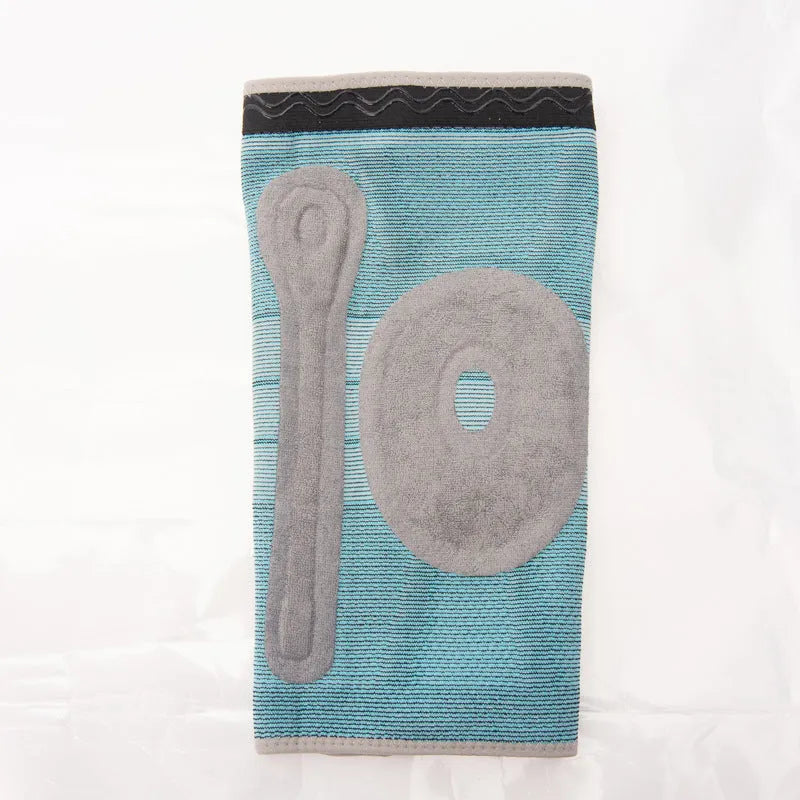 Sky blue silicone and elastic fibre knee pads for running and basketball sports.