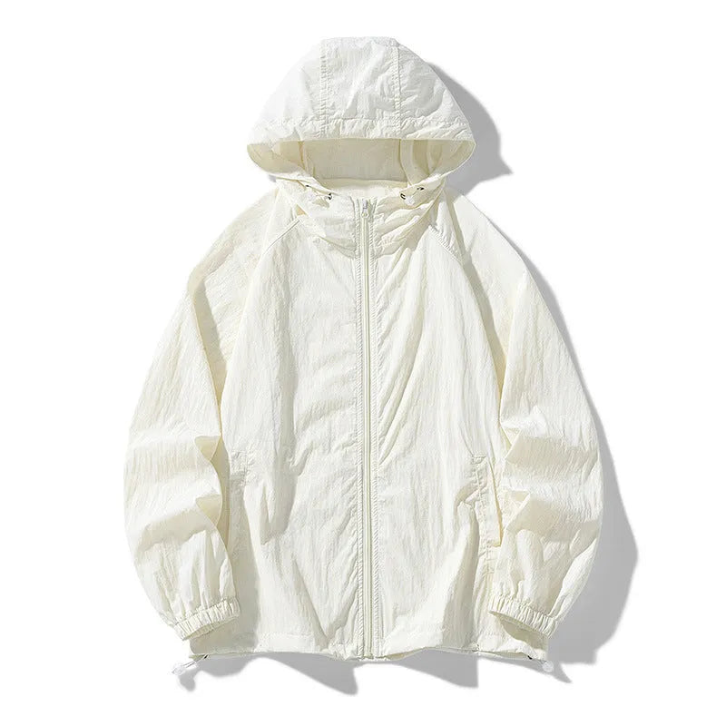 Loose-fit outdoor sports coat jacket in chemical fibre blend fabric available in multiple colours