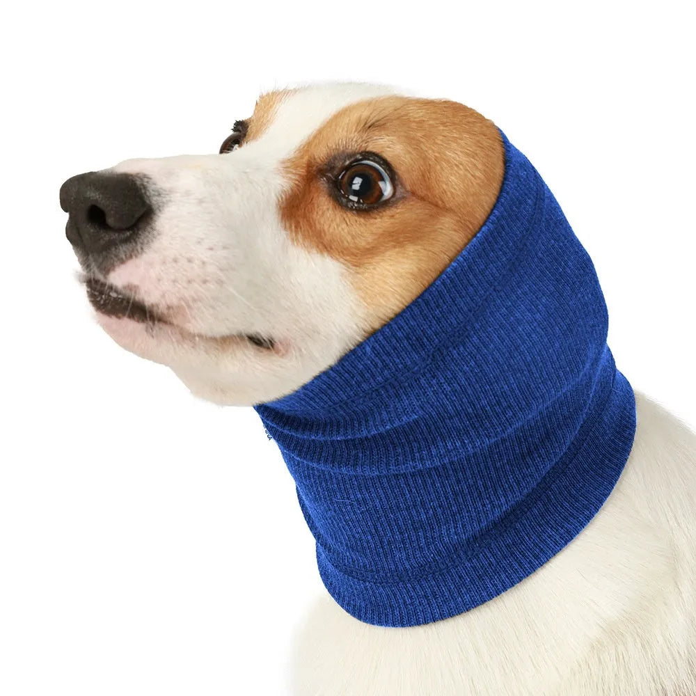 Blue polyester dog headband scarf showing casual style design for pet comfort